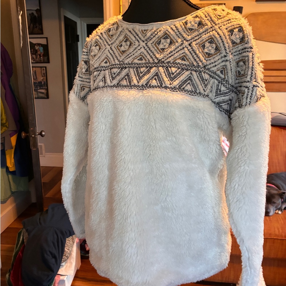 Sundance White and Gray Textured Sweater